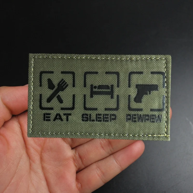 Insignia de moral táctica "EAT SLEEP PEWPEW", parche impreso con corte láser para ropa, gancho, bucle, parches militares, pegatinas para mochila - imagen 4