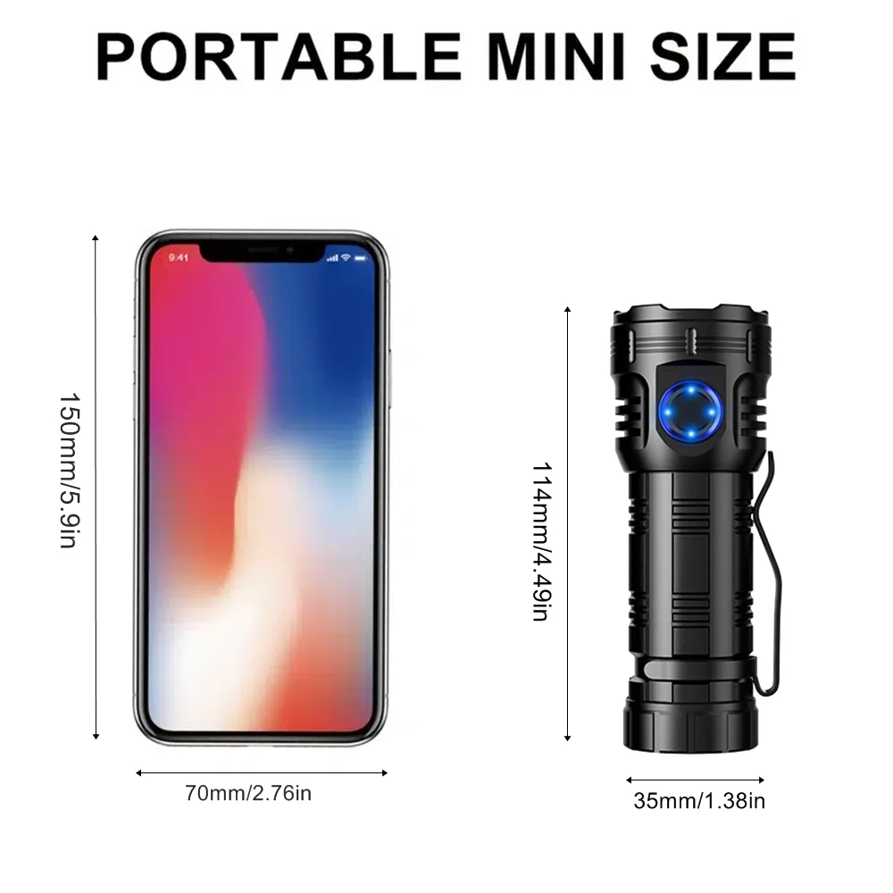 Linterna Led de alto brillo, dispositivo recargable por Usb, de alta potencia, portátil, al aire libre para senderismo, trabajo, reparación de automóviles, color rojo, 8 Led, 6500K - imagen 5