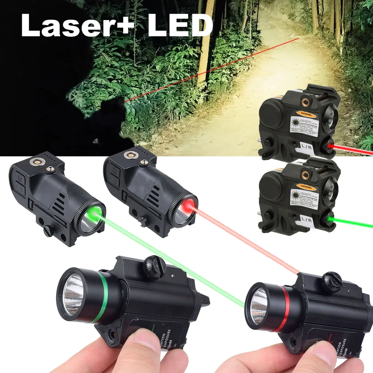 Nueva linterna táctica, luz láser roja/verde, Combo LED, linterna magnética Richfir, riel Picatinny de 20mm, recargable por USB, Airsoft - imagen 3