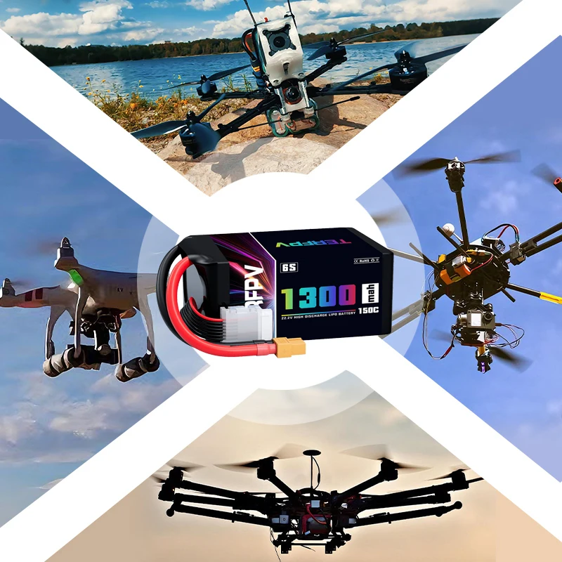 Batería Lipo TERFPV 6S 22,2 V 1300mAh 150C/300C con enchufe XT60 para Dron de avión FPV Quadcopter helicóptero Hobby - imagen 3
