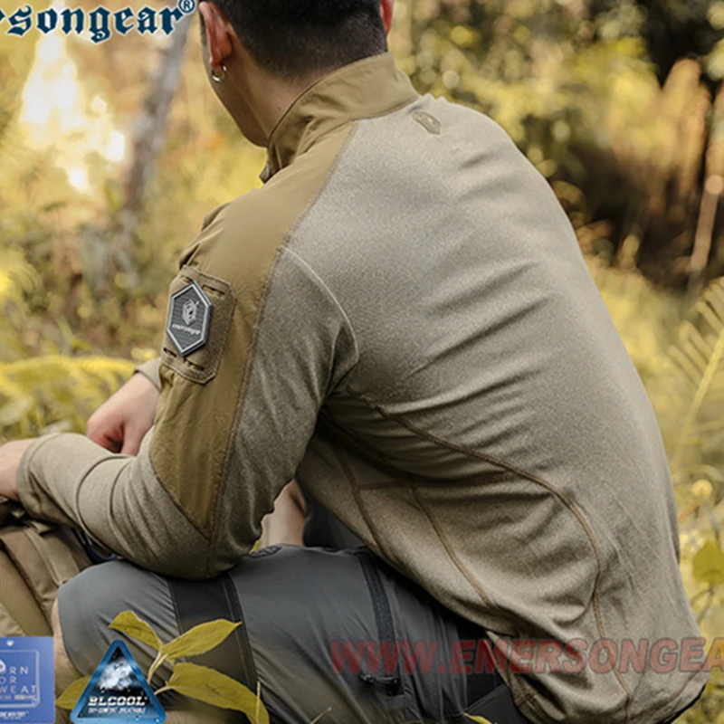 Emersongear etiqueta azul caza Airsoft Hunter Polo de manga larga camisa para ir al trabajo camisetas diarias camiseta Fitness ergonómico elástico - imagen 5