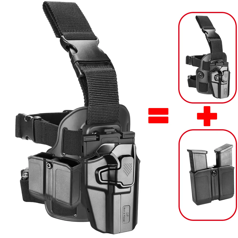 Funda Universal de polímero para pierna para gran oferta, funda táctica para pierna caída OWB con retención de nivel II, mano derecha + clip de bala - imagen 3