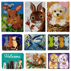 Nuevo Kit de alfombra con gancho de pestillo de animales, Kit de fabricación de alfombras, juego de alfombras bordadas para principiantes, herramienta de fabricación de alfombras, costura precortada, ganchillo