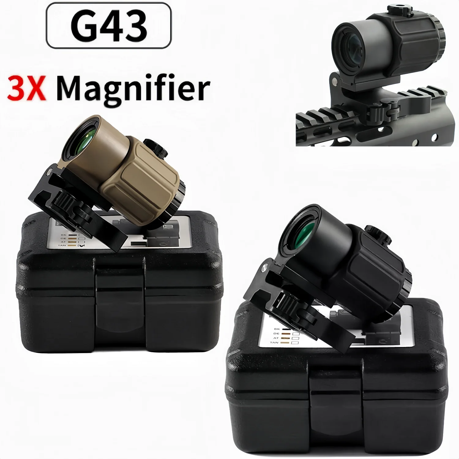 Mira táctica G33 G43 G45, lupa fija 3X 5X con desmontaje y volteo rápidos para colimador de caza Airsoft - imagen 3
