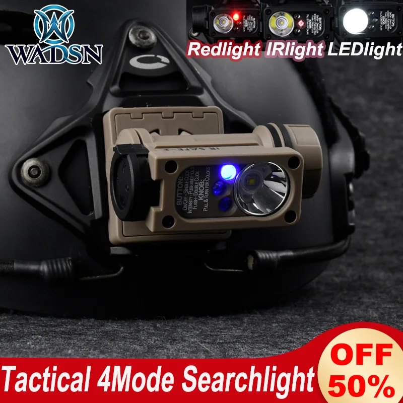 Linterna frontal WADSN, Linterna táctica de casco, Luz intermitente táctica, Luces LED rojas, azules, infrarrojas y blancas, 4 modos, Luz de señalización para la caza al aire libre, linterna de búsqueda, camping - imagen 2