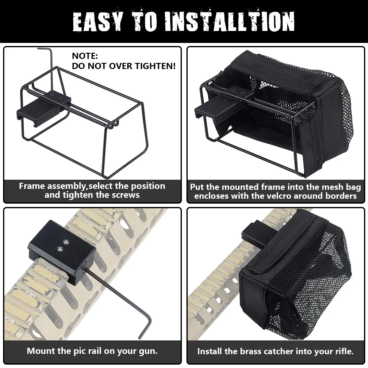 Colector de cartucho receptor de carcasa de latón táctico, compatible con riel de 20mm, bolsa trampa envolvente de malla de nailon, Rifle de caza, revista, bala, bolsa EDC