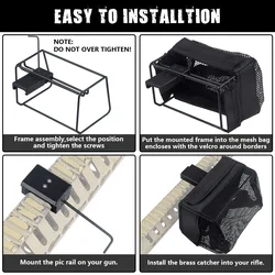 Colector de cartucho receptor de carcasa de latón táctico, compatible con riel de 20mm, bolsa trampa envolvente de malla de nailon, Rifle de caza, revista, bala, bolsa EDC
