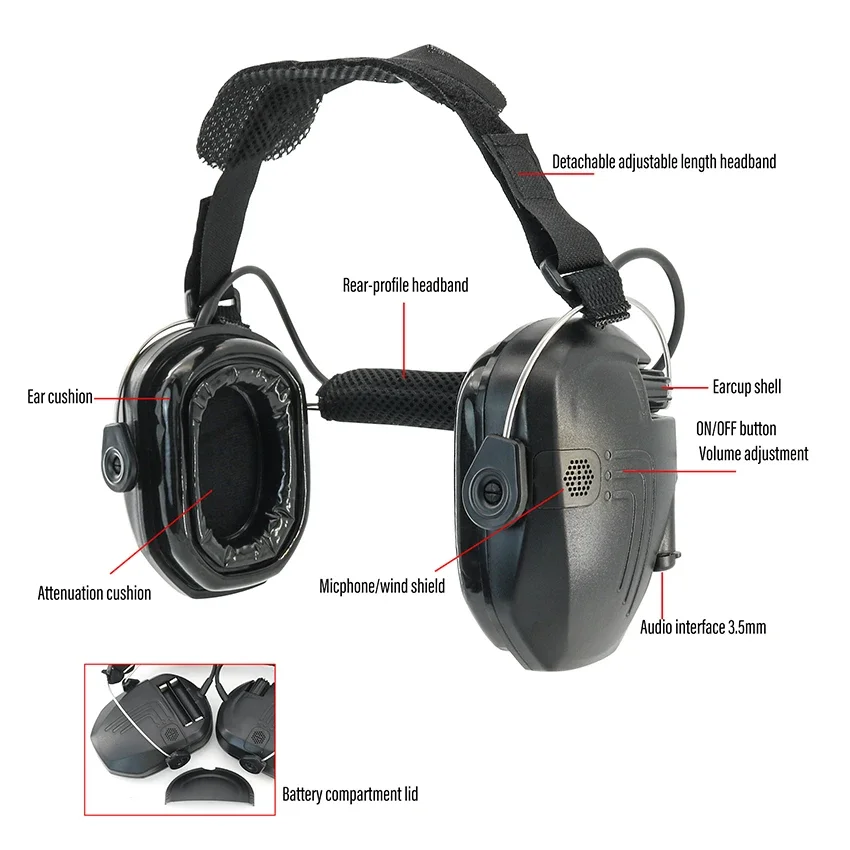Orejeras de tiro protección auditiva reducción de ruido orejeras electrónicas protección auditiva activa tiro caza auriculares tácticos - imagen 3
