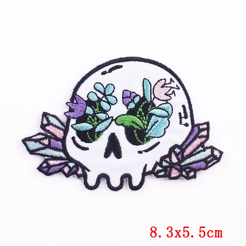 Parches bordados de calavera Punk personalizados DIY para ropa, parches para planchar para ropa, chaquetas, mochilas, sombreros, insignias de costura - imagen 2