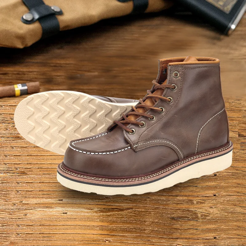 KOWM zapatos de senderismo de piel de vaca, botas de caza para hombre, zapatos tácticos, tobillo de combate en el desierto, zapatillas impermeables para caminar, zapatos de trekking informales - imagen 3