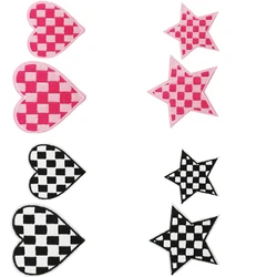 Parche bordado corazón a cuadros blanco y negro infantil, pentagrama