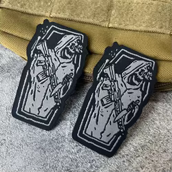 Parche de insignia de moral de esqueleto de niebla, emblema militar, brazalete táctico, gancho bordado y bucle, ropa, mochila, accesorios, pegatinas