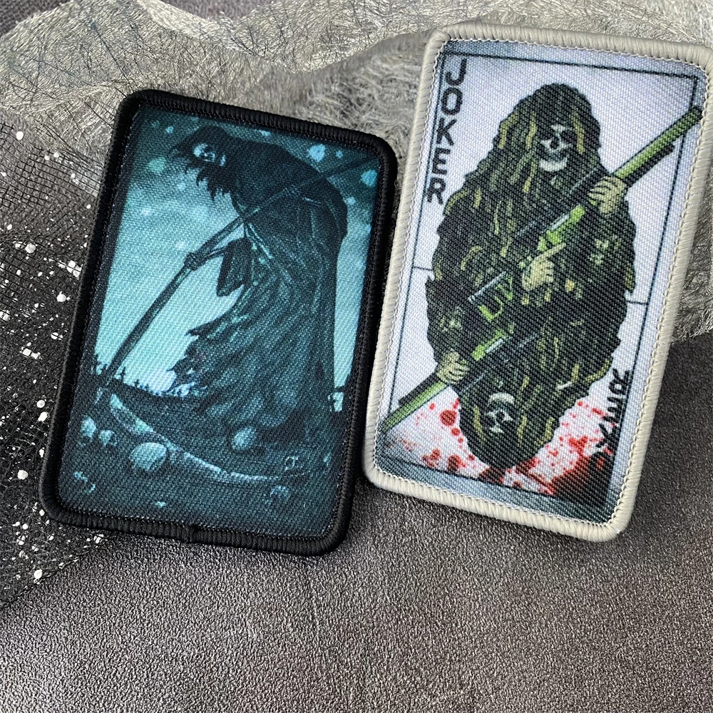 Insignia táctica de moral de Chevron, Parche de gancho y bucle de la cosecha de la muerte, "Servicio de bordes", parches estampados militares, pegatina de sombrero y mochila - imagen 3