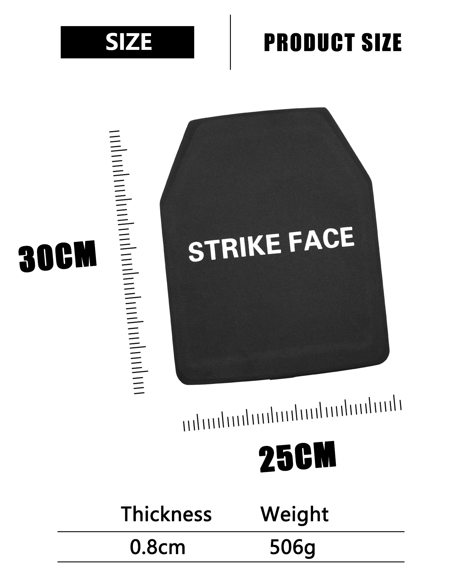 Placas de inserción a prueba de balas, 25x30cm, PE, nivel 3, antipuñaladas, anticorte, chaleco táctico militar, almohadilla antibalas, Strike Face Airsoft Cs - imagen 2