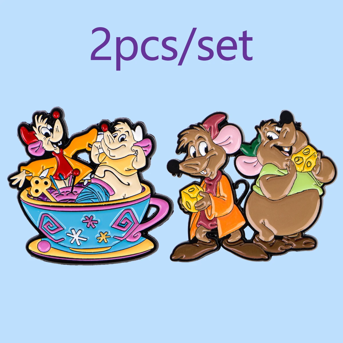 Juego de 2 unidades de alfileres esmaltados de ratón, broche de dibujos animados, animales divertidos, Pin de solapa de Metal, insignia, accesorios para mochila, joyería, regalos para amigos