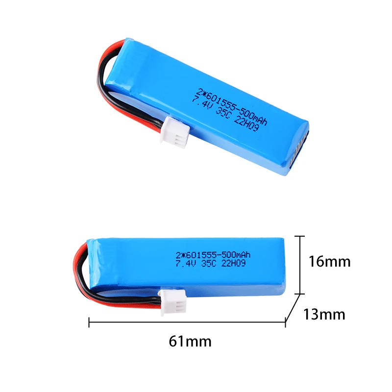 Batería Lipo 2 S 7,4 V 500mAh 35C con cargador para BETAFPV LiteRadio 2 SE, transmisor de Control remoto, piezas de Radio 601555 61x16x13mm - imagen 2