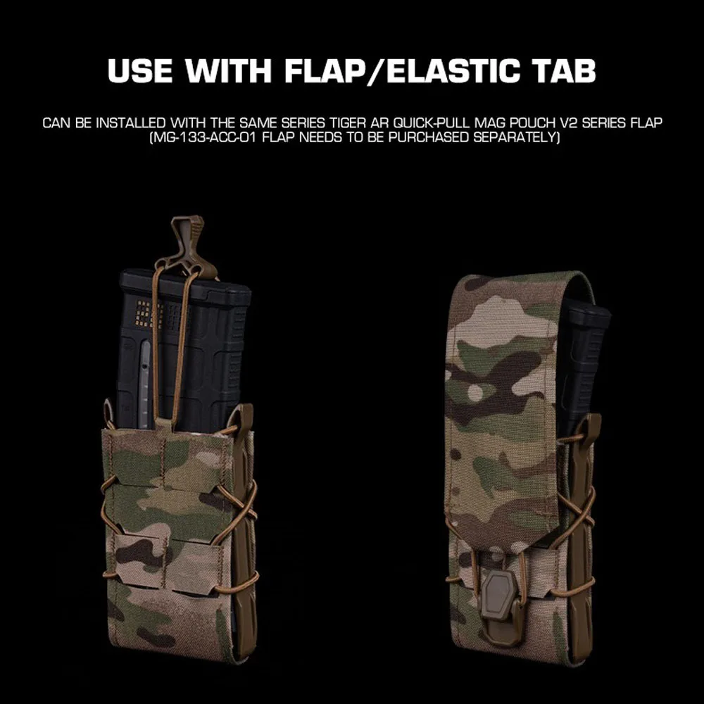 Bolsa táctica MOLLE para revistas estilo tigre V2 tamaño completo M4 AK AR15 caza tiro Airsoft Mag bolsa solapa cinturón de liberación rápida engranaje - imagen 5