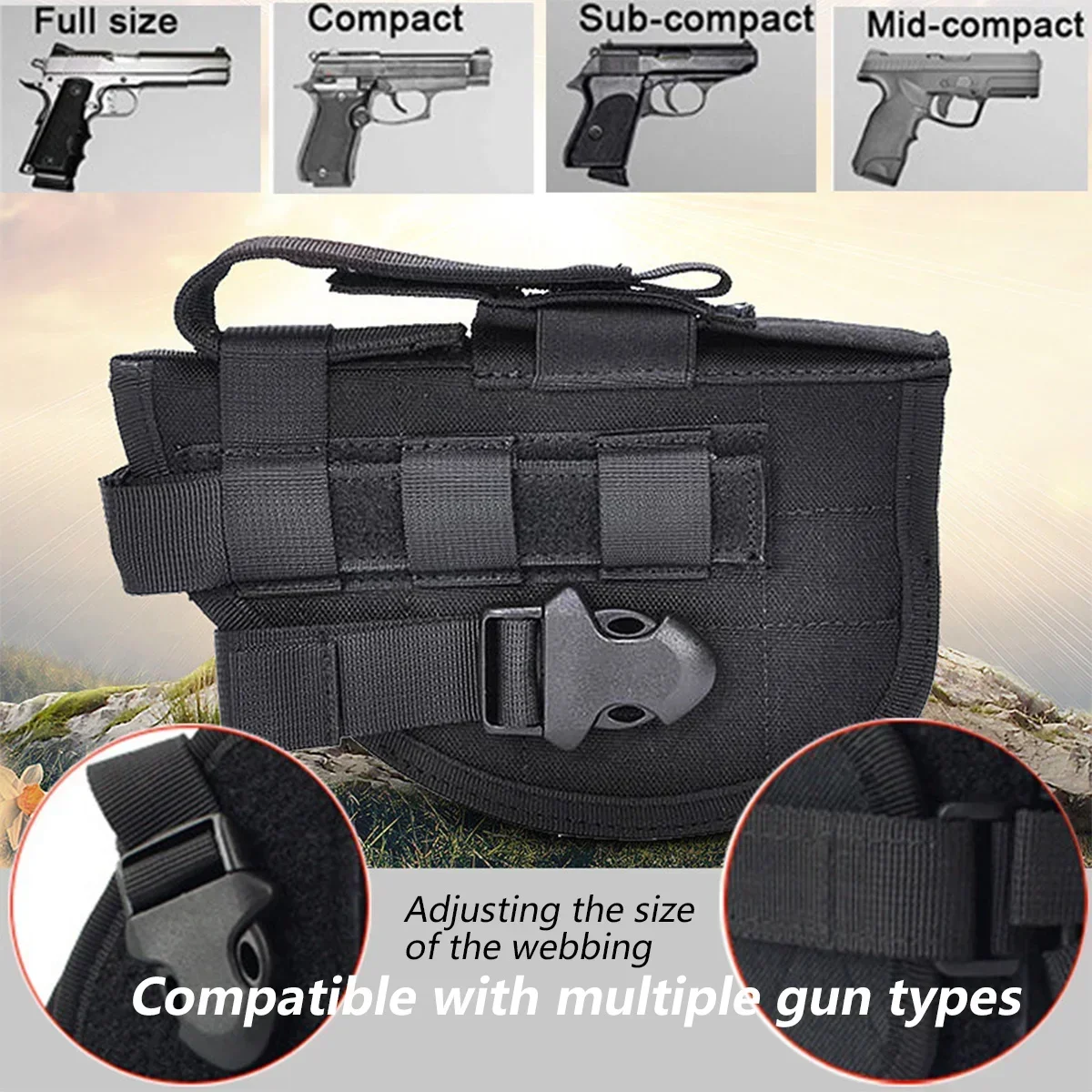 Funda Universal Molle Modular cinturón pistola mano derecha fundas tácticas de nailon para Glock 17 19 M9 Colt 1911 92 96 Series pistola - imagen 4