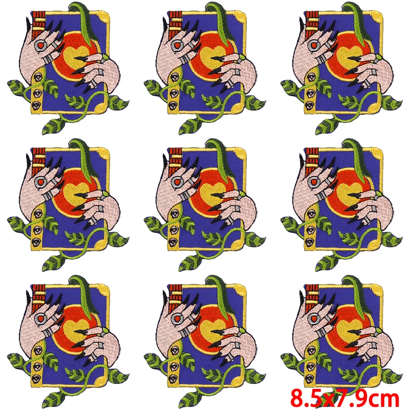 10 unids/lote de parches para planchar con calavera de Hip Hop para ropa, parche Punk para ropa, parches bordados termoadhesivos, insignias para ropa - imagen 4