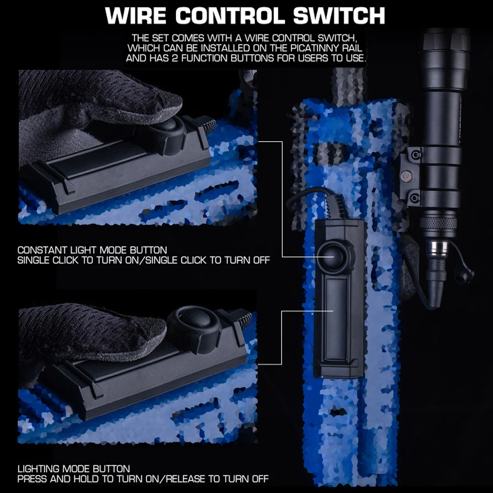 Surefir-linterna de alta potencia M600 Style1300 lúmenes con interruptor de presión remoto controlado por cable para iluminación Airsoft de Rifle AR15 - imagen 5