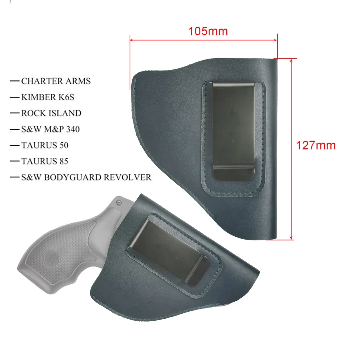 Funda táctica Universal de cuero para revólver, funda para pistola, transporte oculto, S & W, modelo 60, 442, 637, 640, accesorios de caza - imagen 2