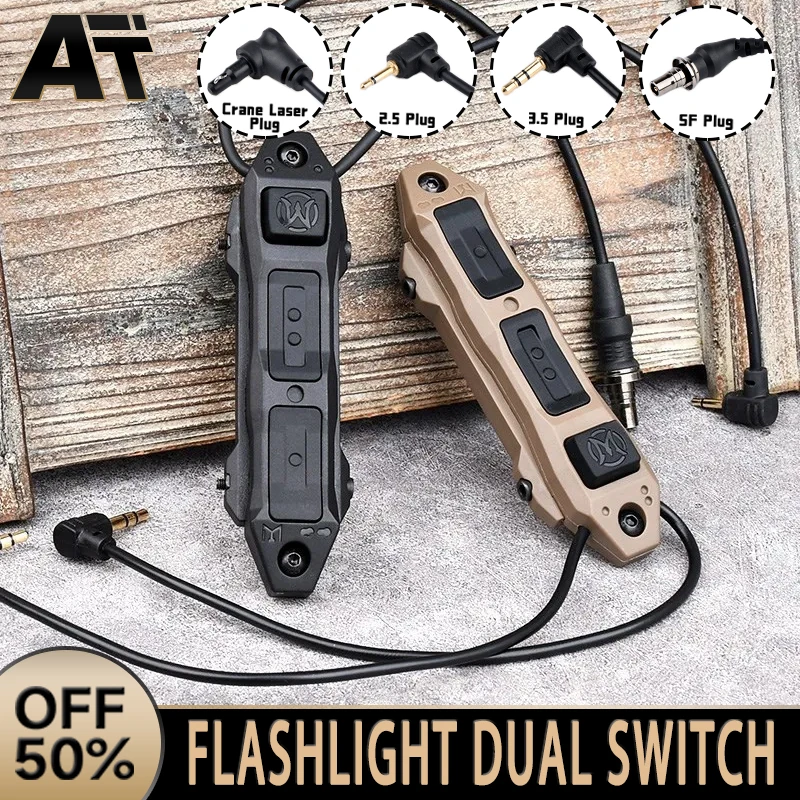 Interruptor de presión táctico Airsoft de doble función para PEQ-15 NGAL láser WADSN M600 M300 linterna a distancia con tres teclas