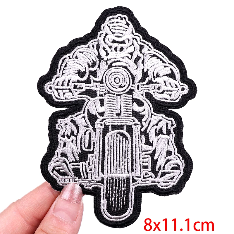 Parche bordado de motociclista para motocicleta, parches termoadhesivos para planchar para ropa, chaqueta, pegatina para coser y planchar DIY - imagen 3