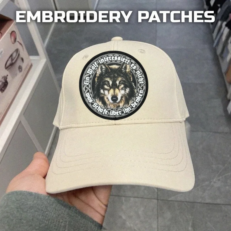 Parche con estampado de cabeza de lobo, chaleco táctico, sombreros con gancho y bucle, insignia de moral, mochila, pegatinas decorativas, parches para brazalete para ropa