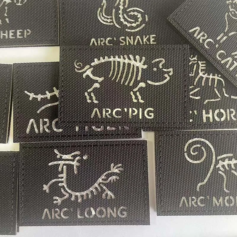 Parches reflectantes infrarrojos de corte láser de 8x5CM con gancho y bucle, insignia de moral de esqueleto de Animal del zodiaco 12 para ropa, mochila - imagen 5