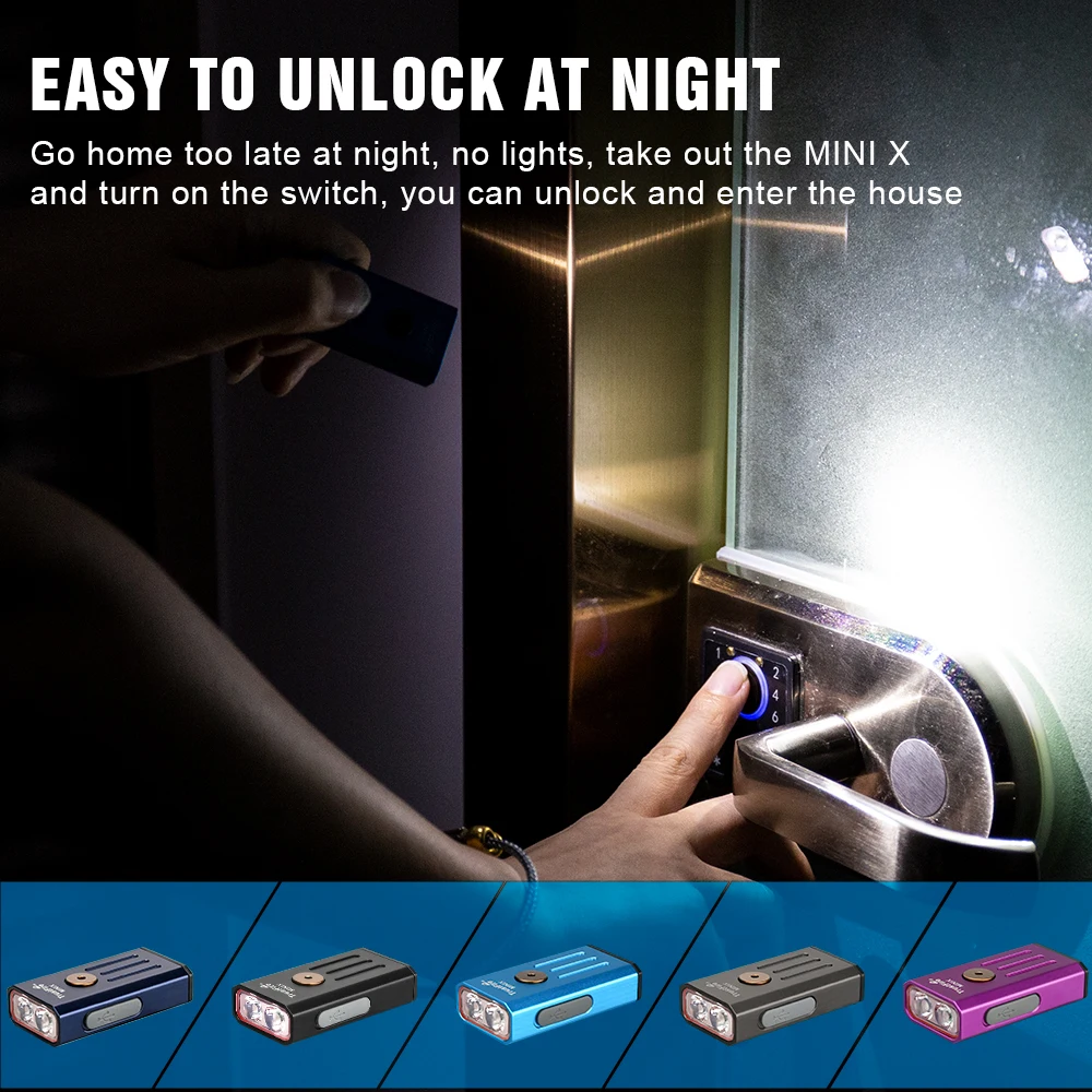 Trustfire Minix-linterna recargable EDC UV, minillavero tipo C con 4 modos de interruptor, lámparas de iluminación Led, 320 lúmenes, Rojo - imagen 4