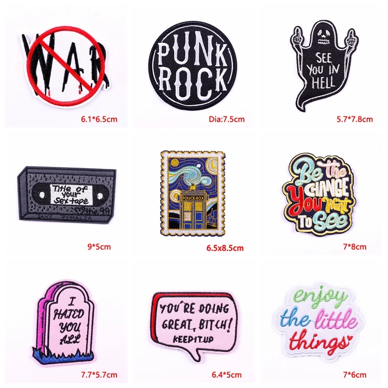 5 unids/lote cinta de dibujos animados/letras parches bordados para ropa DIY palabras positivas parches para planchar en ropa pegatinas para coser - imagen 5