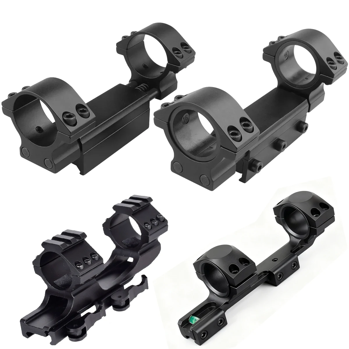 Anillos de mira telescópica para pistola de aire de cola de milano, 11/20mm, 3/8 ", para caza, 25,4mm, 30mm, riel de montaje de alcance compensado con adaptador de montaje de nivel de burbuja