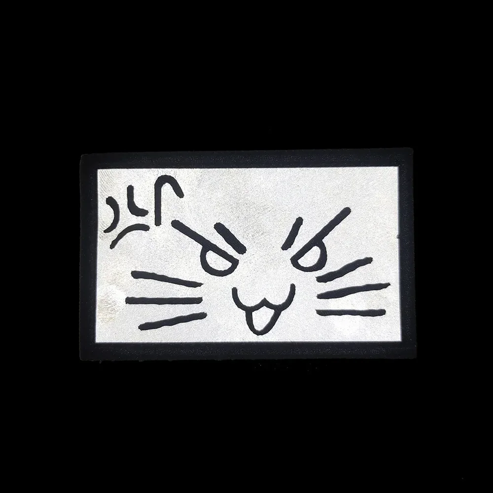 Insignia reflectante de expresión de gato en la mochila, Parche de velcro, Panda de dibujos animados, parches tácticos para ropa, brazalete - imagen 5