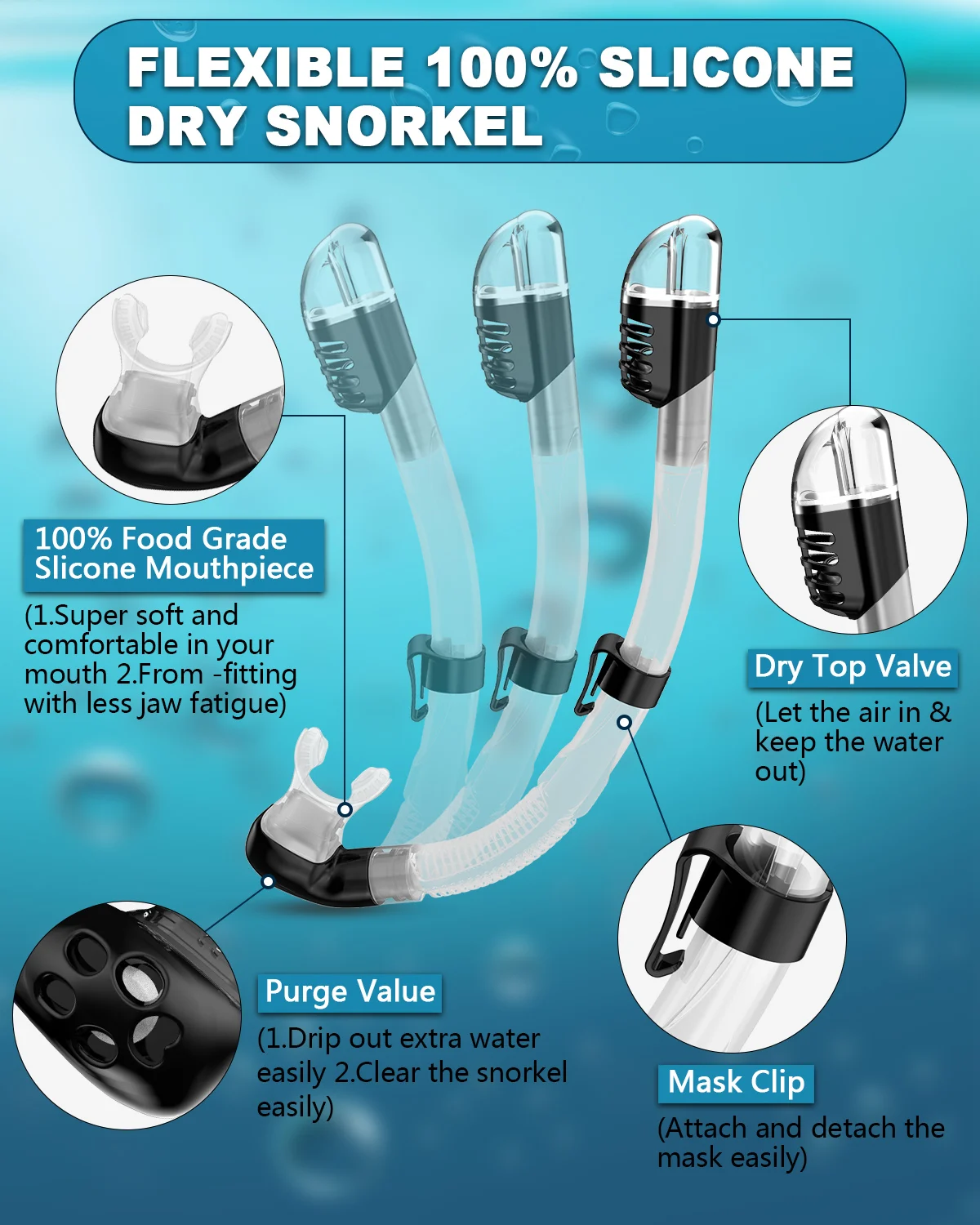 Nueva máscara de buceo, juego de snorkel para adultos, vidrio templado, equipo de snorkel panorámico profesional, Kit de snorkel de Entrenamiento de natación - imagen 3