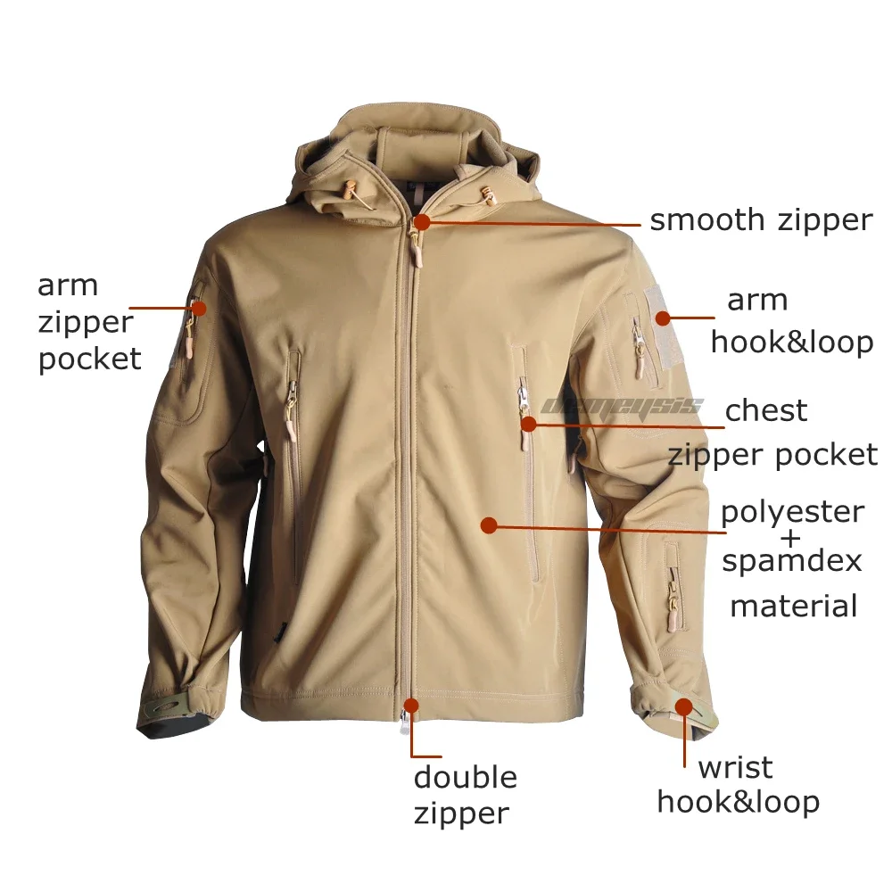 Chaqueta táctica, ropa de abrigo impermeable, pantalones a prueba de viento, chaqueta Softsell de camuflaje para caza, chaquetas de entrenamiento de combate, pantalones - imagen 3
