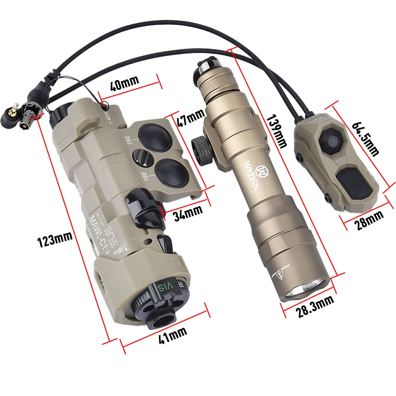 MAWL-C1 táctico IR rojo azul verde punto láser arma de luz LED Surefir SF M600DF 1400 lúmenes accesorios de caza Flashlig Airsoft - imagen 3