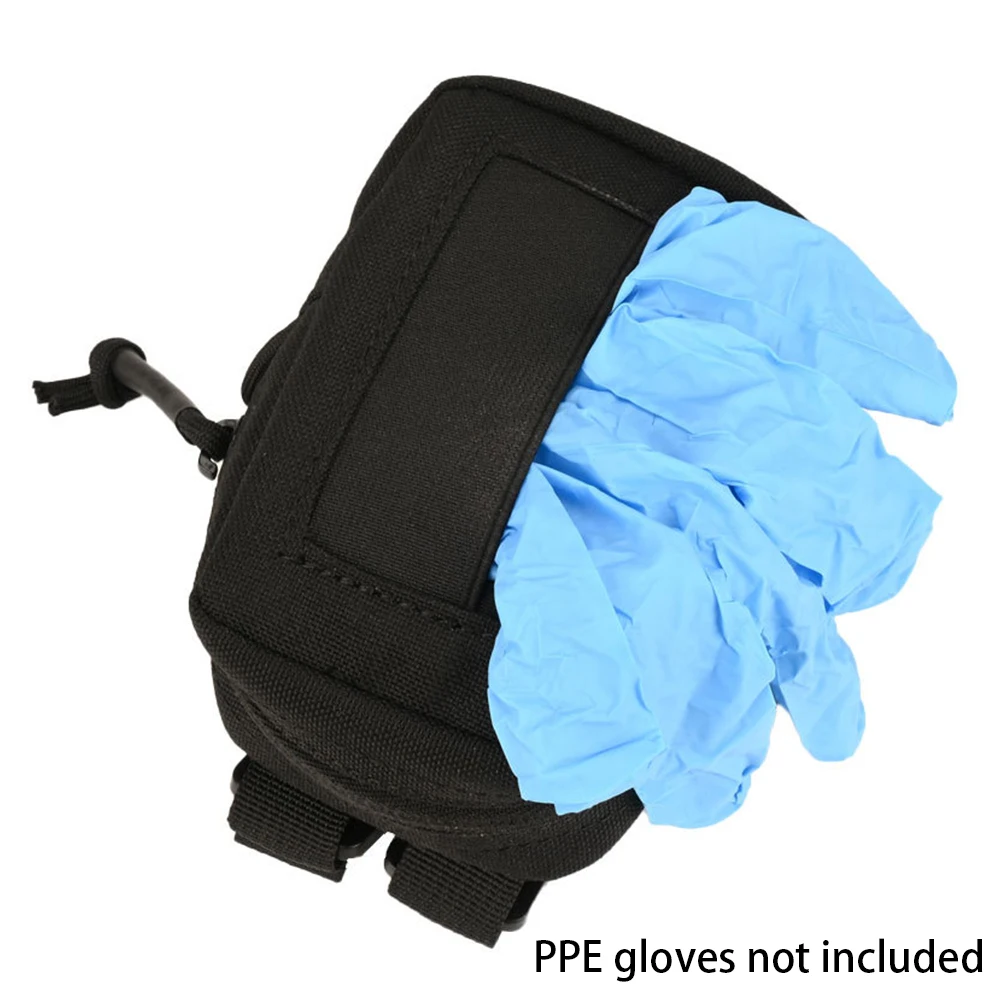 Bolsa para guantes desechable PPE, solapa elástica superpuesta, cierre de cremallera, bolsa para guantes de látex EMT, organizador IFAK, accesorios de caza