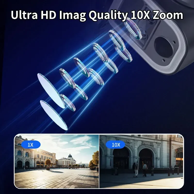 Cámara de seguridad IP 2 en 1 para exteriores, lente Dual 3K, 6MP, Monitor de Zoom 10X, tarjeta SIM, PTZ, batería de 12000MAH, 4G y WIFI - imagen 4
