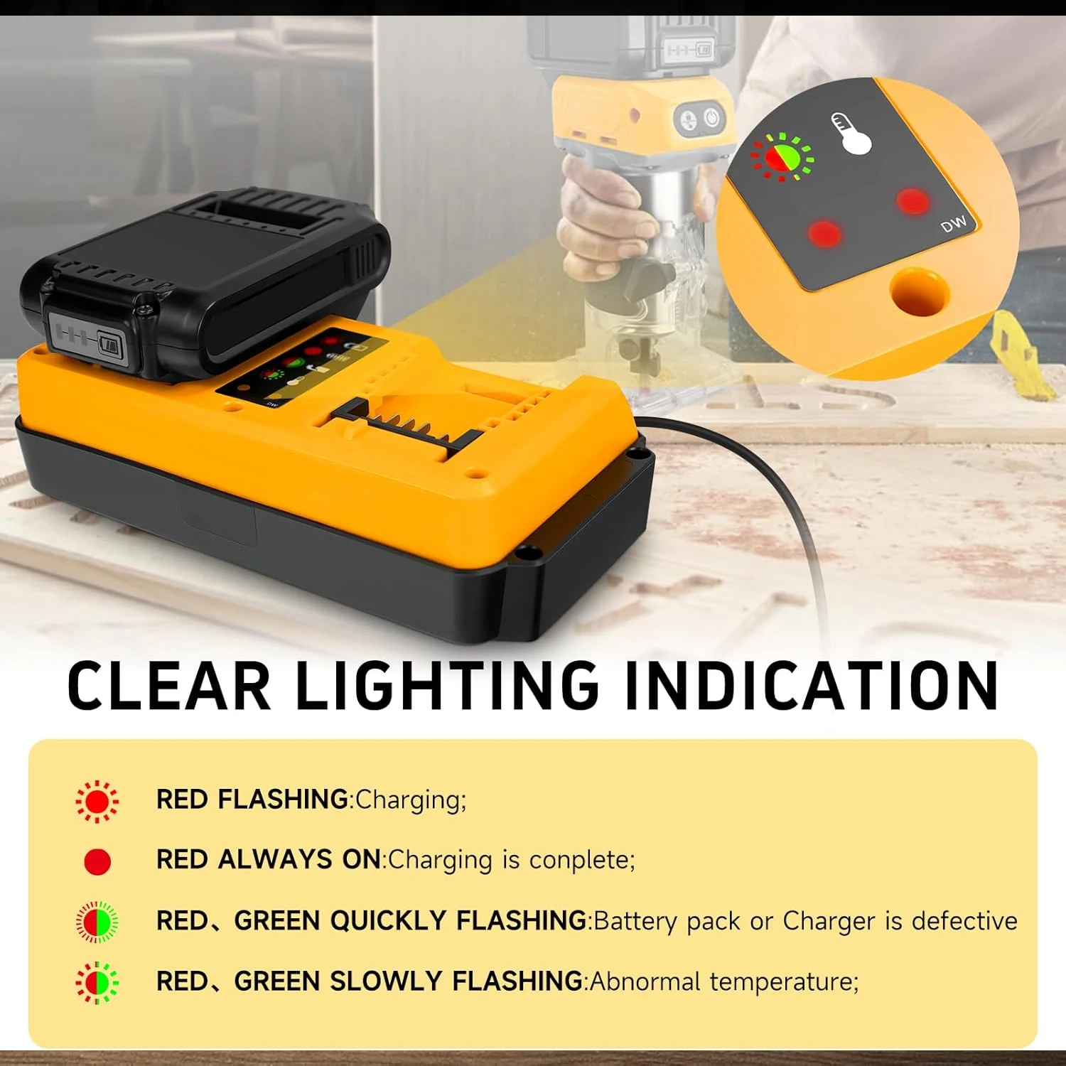 Reemplazo rápido del cargador de batería Dual de 90W para batería de litio Dewalt 18V 20V recargable DCB207 DCB206 DCB204 DCB203-No batería - imagen 4