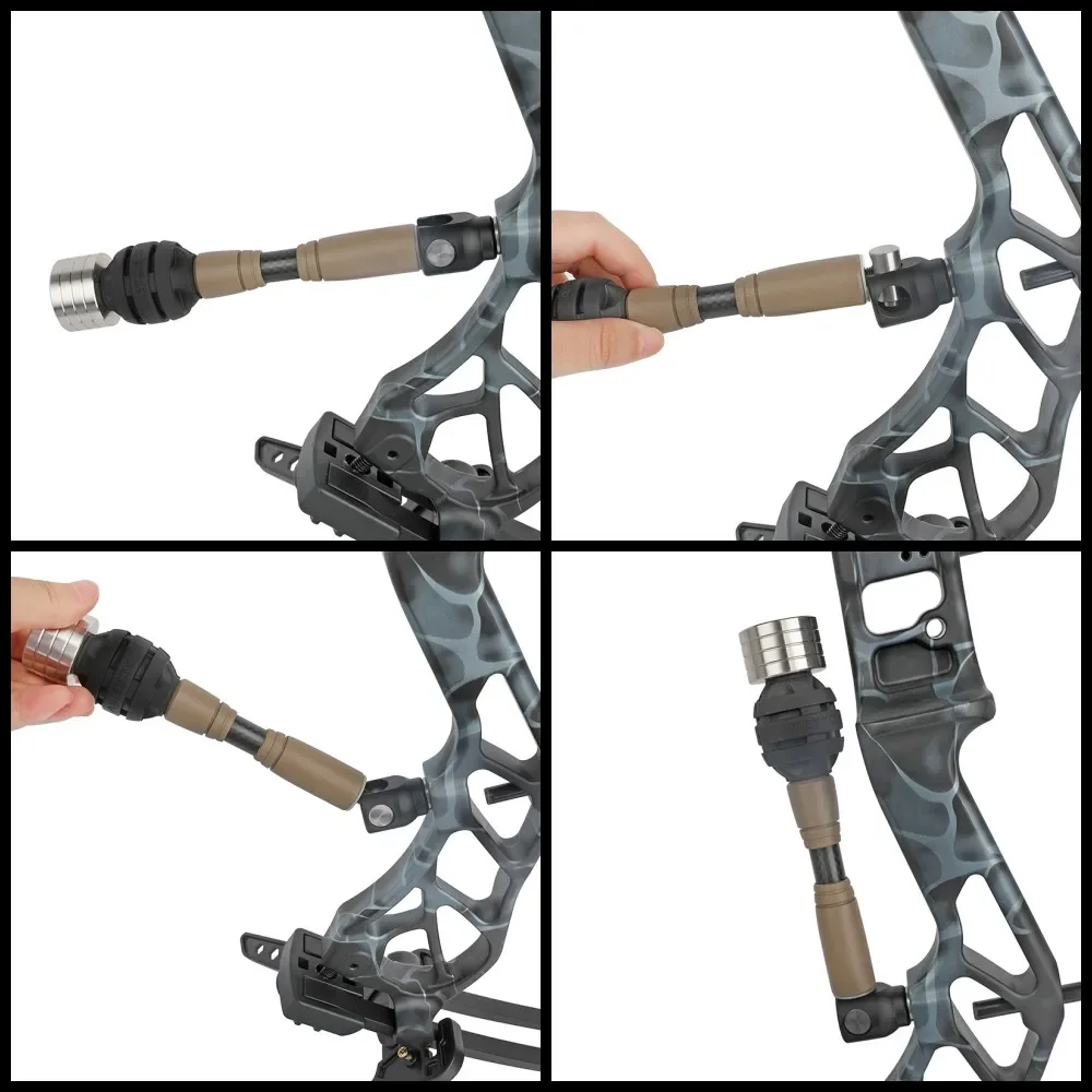 Adaptador de absorción de impacto para arco compuesto, aleación de aluminio, acero inoxidable, estabilizador de barra de equilibrio de desconexión rápida, caza con arco - imagen 2