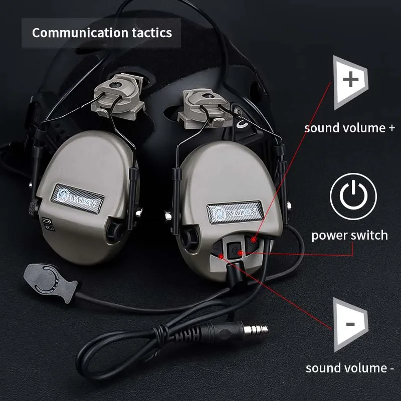 WADSN Sordin-cascos tácticos, auriculares con adaptador de riel de 20mm, auriculares para caza al aire libre, comunicación Civil, U94 PTT - imagen 2