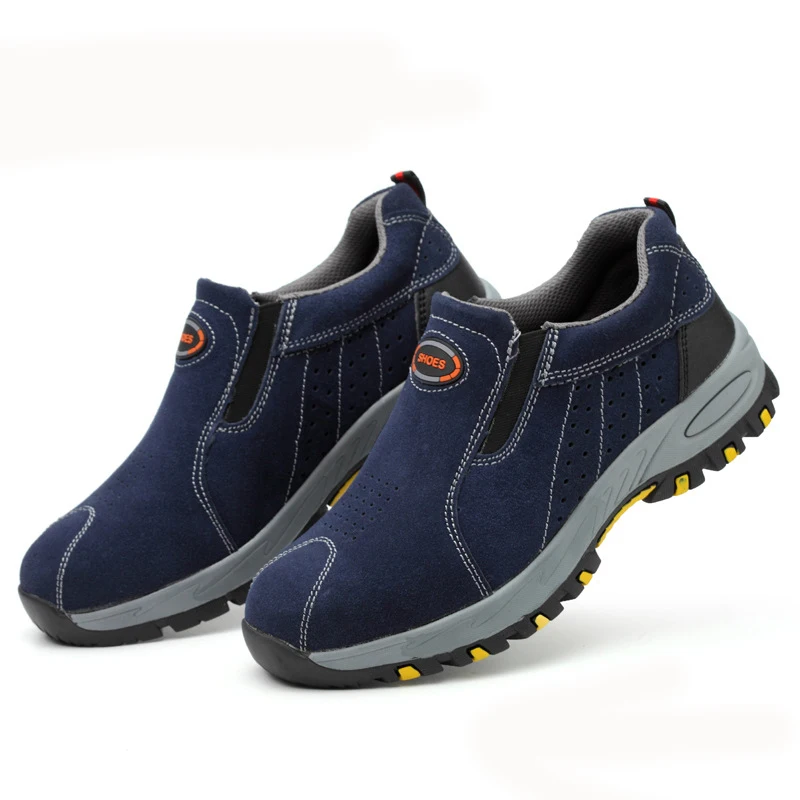 Zapatos de seguridad con punta de acero para hombre, botas informales sin cordones, transpirables, a prueba de perforaciones, 2019 - imagen 4