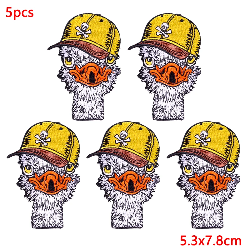 Lote de 5 unidades de parches bordados Punk de Hip Hop, parches para planchar para ropa, parches bordados de animales para ropa, pegatinas para mochila Diy - imagen 3