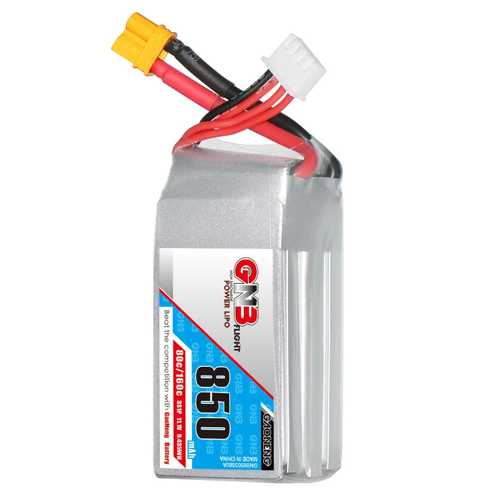 GNB-batería Lipo para Dron de carreras, pieza Original de 11,1 V, 850mAh, 80C/160C, para cuadricóptero, helicóptero, 11,1 V - imagen 5