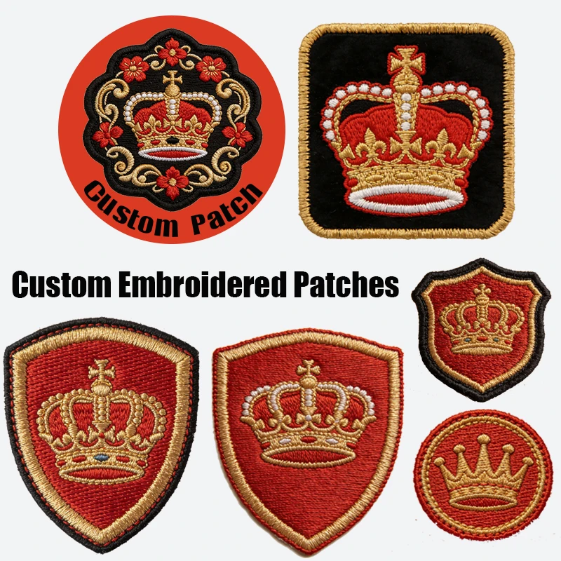 Crown parches termoadhesivos bordados tácticos con velcro - imagen 5