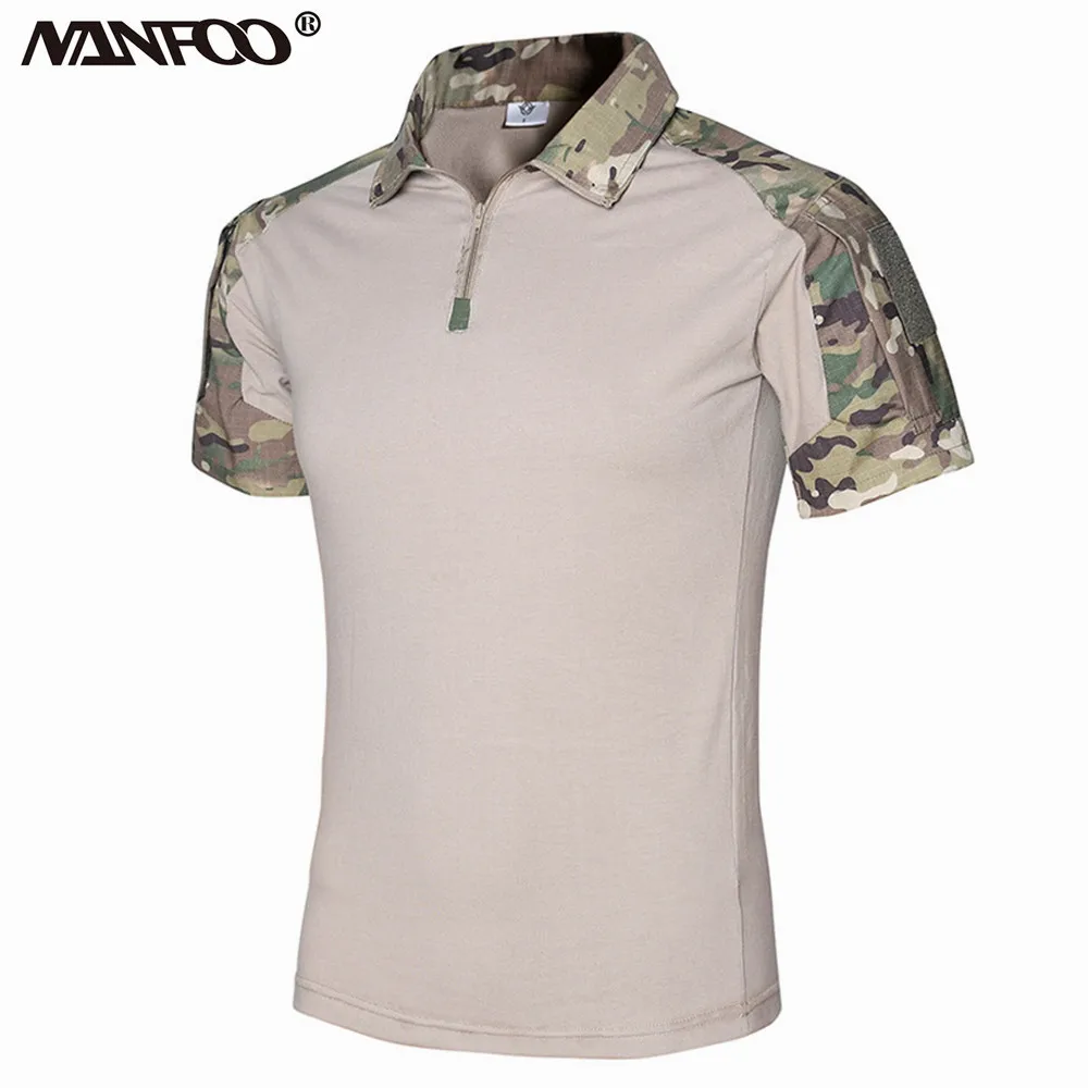 Traje de rana para hombre, Polo de manga corta transpirable de verano, Top deportivo de secado rápido de camuflaje, camisa de entrenamiento táctico militar - imagen 2