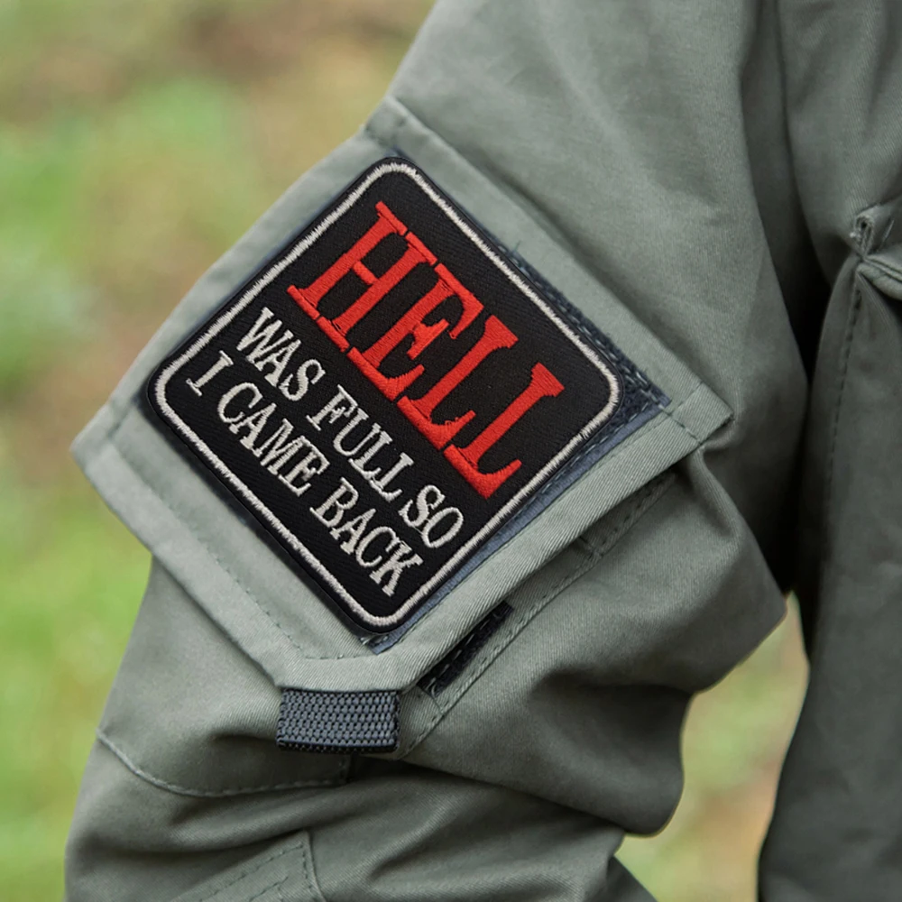 HELL WAS FULL SO I CAME BACK Fun Meme Velcros parche bordado táctico moral gancho bucle sujetador pegatina insignia para mochila - imagen 2
