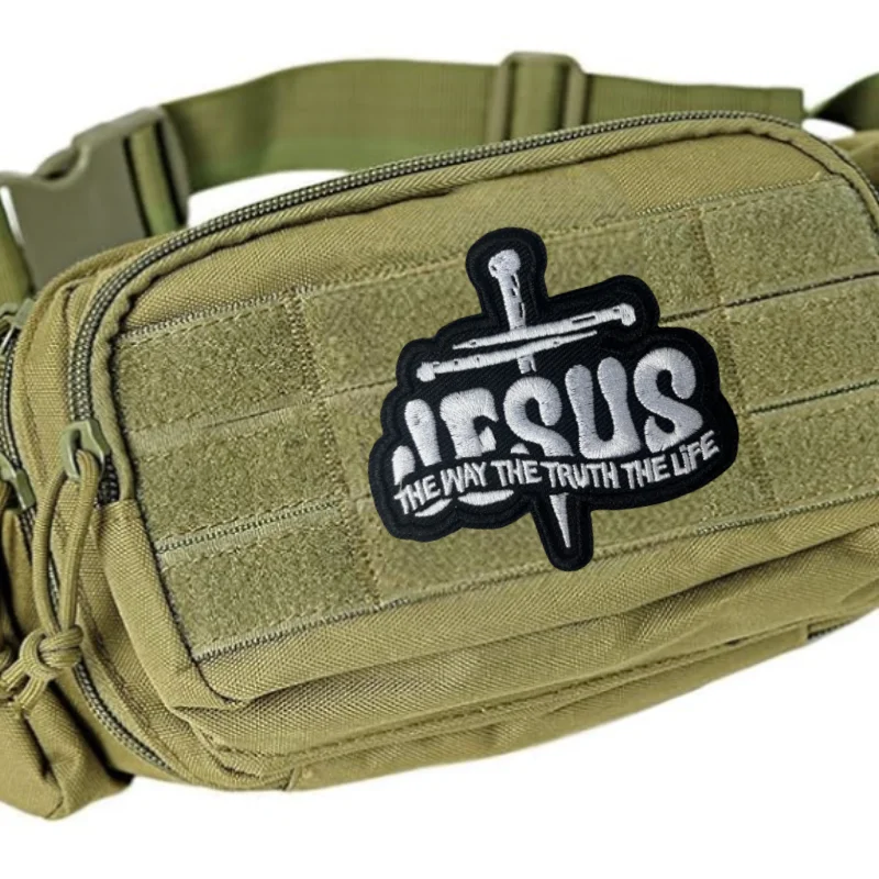 Parche táctico bordado Jesús Camino Verdad Vida, gancho-bucle