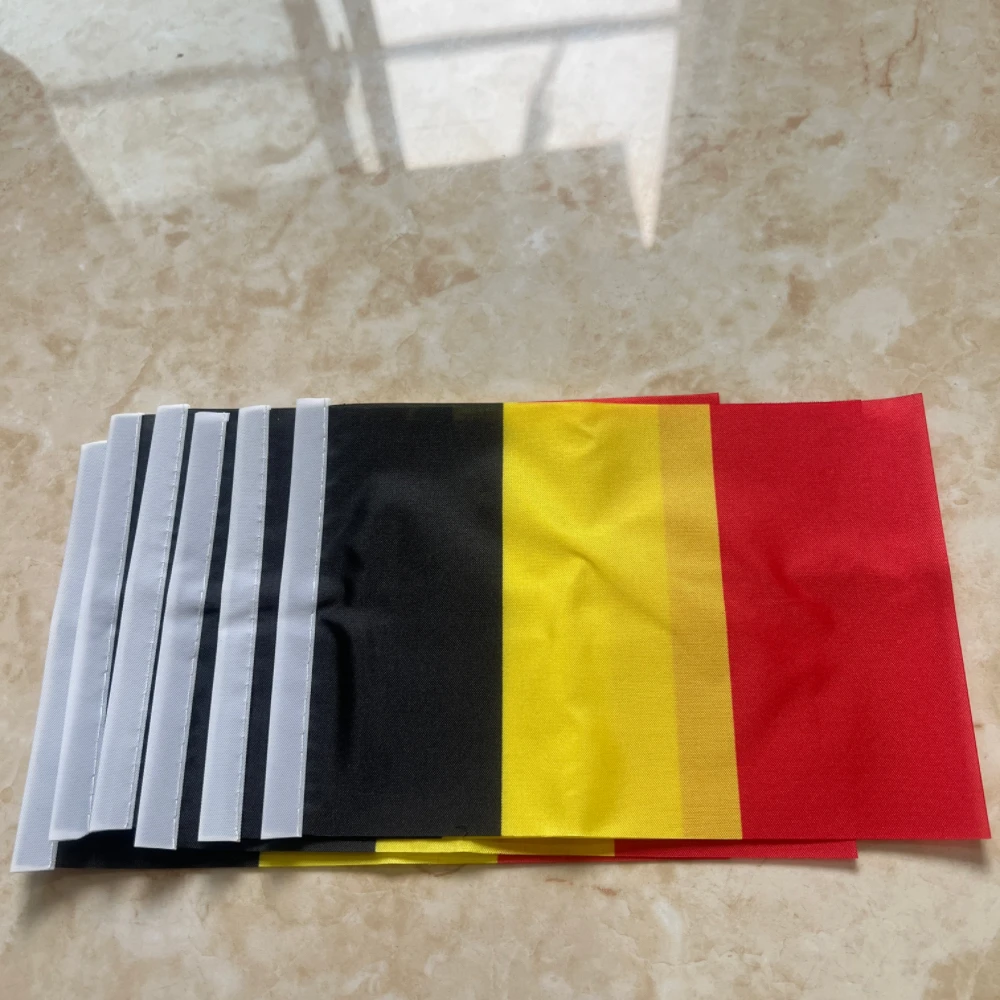 Bandera de mano de Bélgica, 14x21cm, bandera de mano de Bel BE de Bélgica con mástil - imagen 5