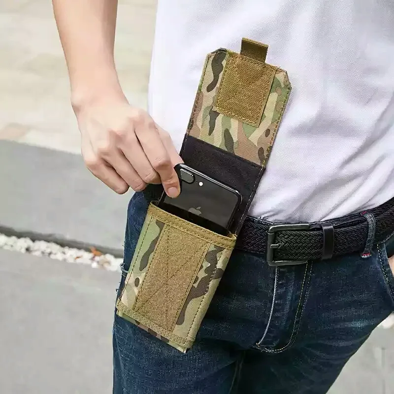 Vista frontal de la bolsa porta móvil táctica Jarhead con sistema MOLLE